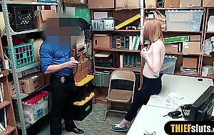 Natural redhead teen shoplifter punish fucked by a cop