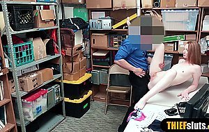 Natural redhead teen shoplifter punish fucked by a cop
