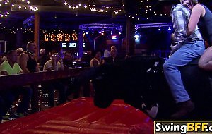 Delicious swinger ladies are dressed up with sensual lingerie in the Red Orgy Room