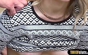 Timid teen shoplifter tied and punish fucked by a cop