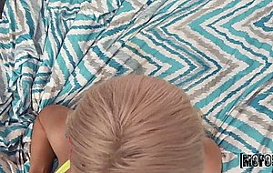 I joined barely legal blonde with massive tits for a yoga class before she started riding my fat