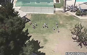 Daddy fucks his athletic stepdauther in locker room