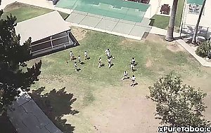 Daddy fucks his athletic stepdauther in locker room