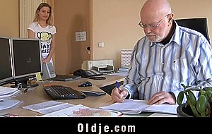 Young pussy evaluated by the older man boss