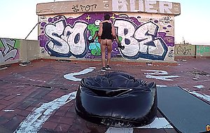 Amazing bubble butt brunette banged in public