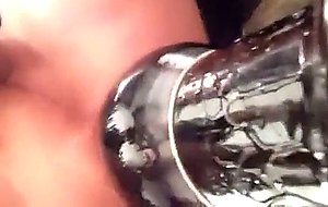 Shaved twink double bang ass streching 