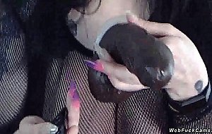 Huge tits beauty fucks toy on webcam