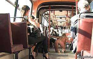 Stunning blonde fuck in public bus