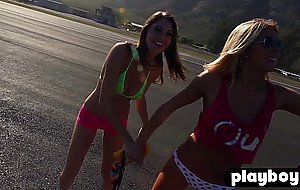 Perfect big tits blonde lesbian flying totally naked