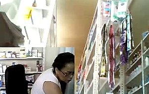 Working and masturbating at the pharmacy