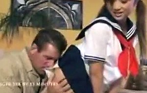 Japanese teen with mature part