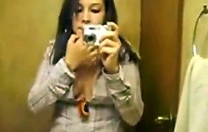 Mirror teen brunete teasing