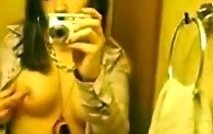 Mirror teen brunete teasing