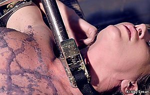Busty waxed MILF gets vibrated
