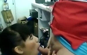 Horny slut loves to sucks his cock when he works