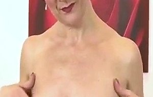 -year-old milf touches her sweet bold pussy 