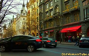 German mature tries on a blue dress hd — 