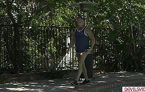 A brunette milf squirts while getting fucked by her henchman