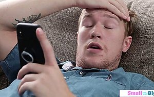 A petite blonde getting fucked by her stepbros tall friend