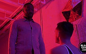 Handcuffed twink spanked hard by black hunk and fucked