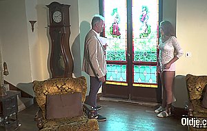 Naughty babe paying family debts with sex