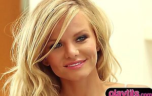 Cute blonde model Lindsey Knight hot striptease session