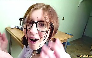 Submissive schoolgirl piss play and kinky fucking