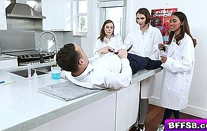 Nerdy nubiles sucking and slobbering the studs huge boner