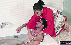 Sexy Asian teen did perfect blowjob and massage action