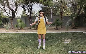 Tiny Elle Venove gets a strapon...