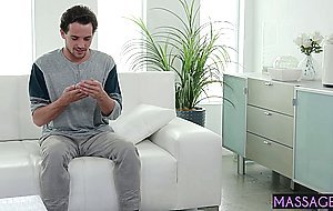 Blonde stepmom fucks perverted stepson after massage