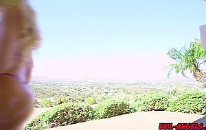 Pouty Riley Steele slobbers through a blowjob spit dripping down her chin