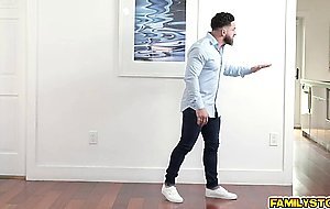 Maya Farrell slobbs her stepbros meat making it wet and slippery