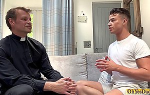 Twink shows his gratitude to old priest and ass fucked