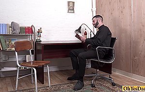 Priest spanks boys ass and plugs a dildo inside his ass
