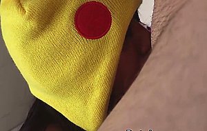 Old fat ugly guy plugs a big titty chick in a pikachu hat