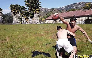 Horny hunks play ball outside and enjoy hardcore fuck