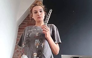 nice teen dildoing her asshole with toy on webcam