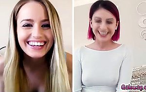 Scarlett teased Kristen to masturbates together