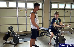 Hot stud cant take his hands off his young stepbrother