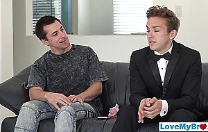 Beautiful twink bounces on his big stepbros raw cock