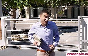 Tanned teen Binky Beaz pussy grinds by neighbors cock