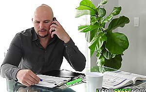 Sweet teen Biny Beaz on her knees and sucking her stepdads prick