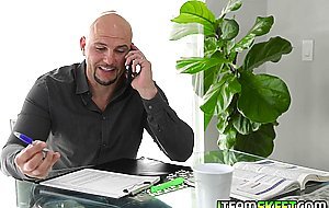 Sweet teen Biny Beaz on her knees and sucking her stepdads prick