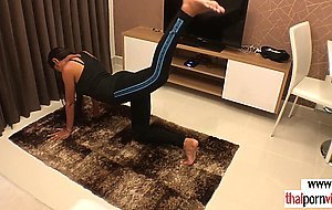 Thai girlfriend fucked by boyfriend while doing yoga