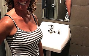 Very sweet blonde slut fucks in the public toilet