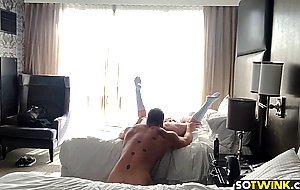 Muscle stud thrusts his big cock mercilessly bareback