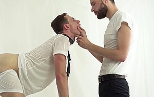Bishop kisses young twink and fucks his boy hole hard