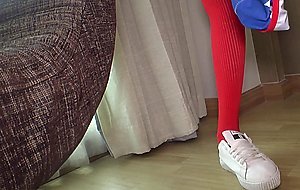 Slender shemale in soccer costume sucks clients dick