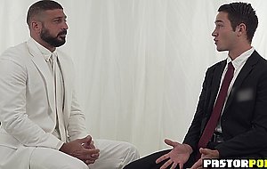 Bishop sucks twinks stiff cock and rides him bareback
